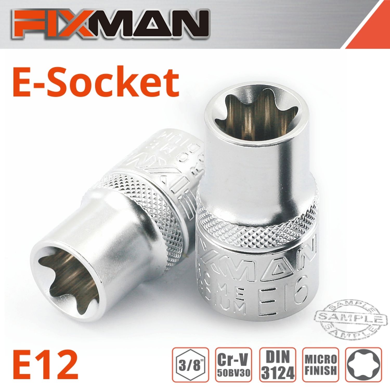 FIXMAN 3/8' Drive E-socket 6 Point E12